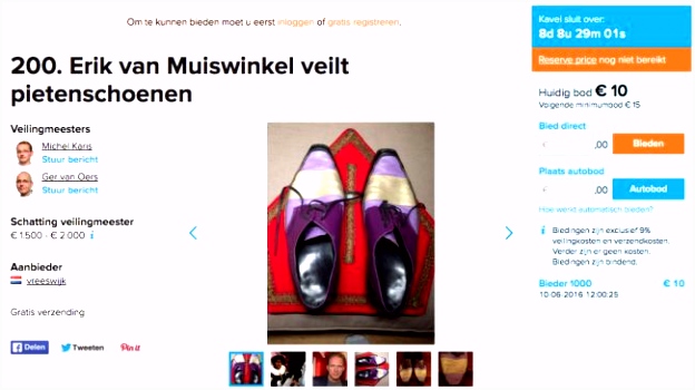 Erik van Muiswinkel veilt schoenen Hoofdpiet