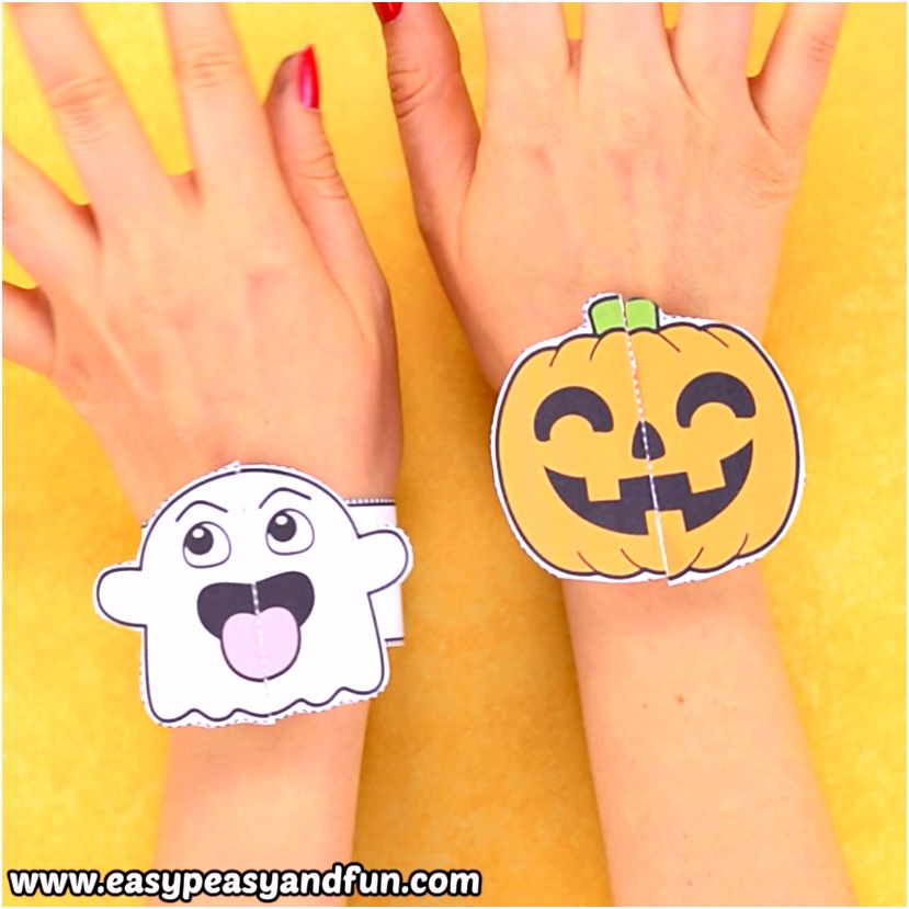 Halloween Bracelets for Kids Printable Paper Bracelets