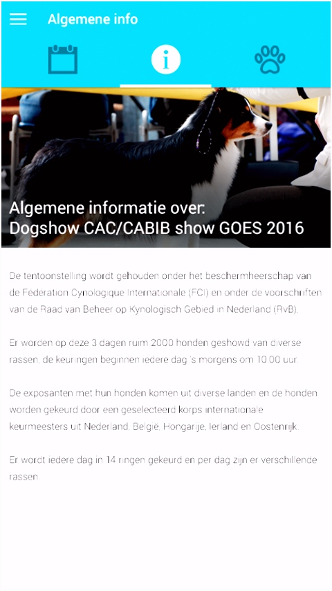 myDogShow app algemene showinfo myDogShow app