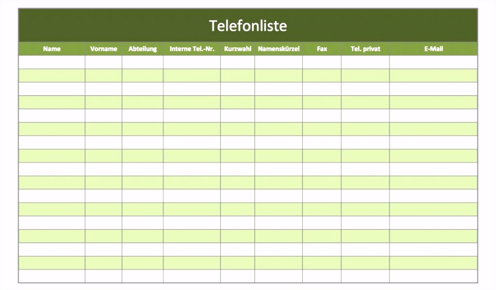 Inspirierende Telefonliste Vorlage Kostenlos Downloaden