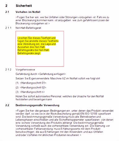 maschinenrichtlinie muster betriebsanleitung Konformitätserklärung