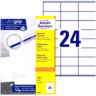 AVERY Zweckform 3474 Universal Etiketten A4 Papier matt 2 400