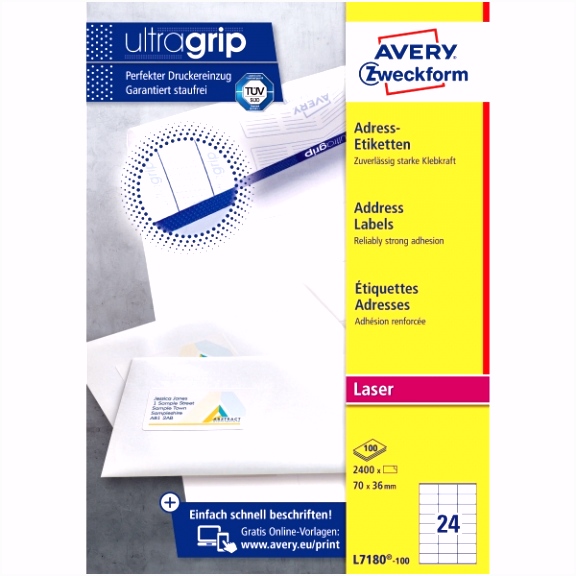 BX2400 AVERY L7180 LASER LABEL 70X36