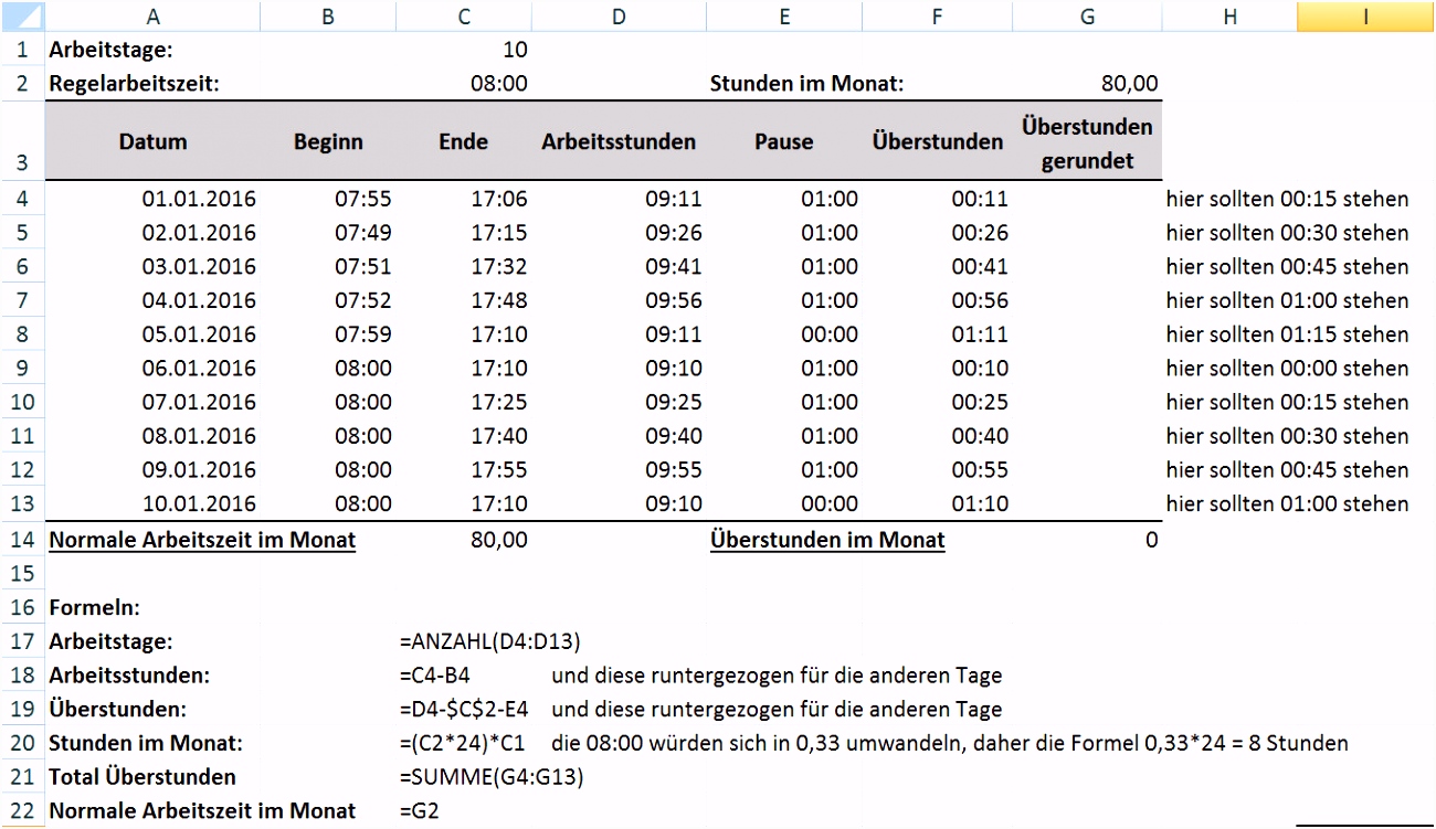 Excel Vorlage überstunden – De Excel