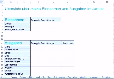 Haushaltsbuch Excel Vorlage Kostenlos 2014