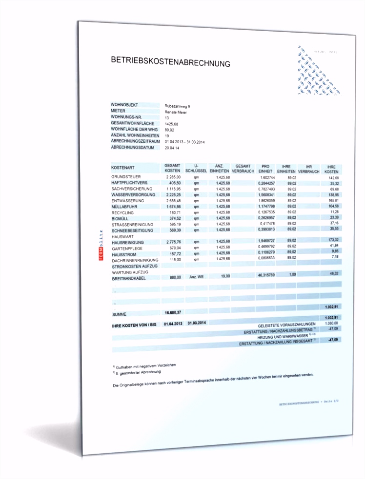 Nebenkostenabrechnung Muster Kostenlos Excel line Rechnung Vorlage