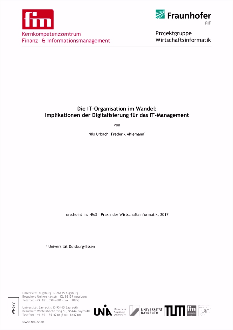 PDF Die IT Organisation im Wandel Implikationen der