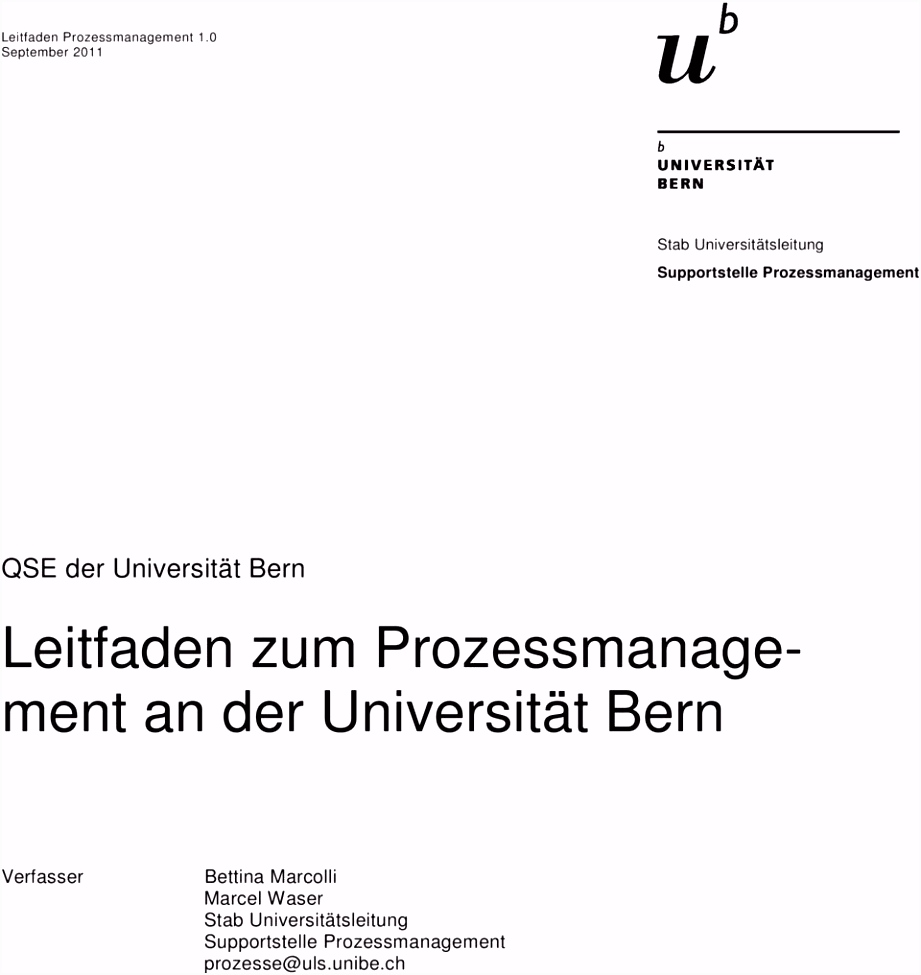 Leitfaden zum Prozessmanagement an der Universität Bern PDF