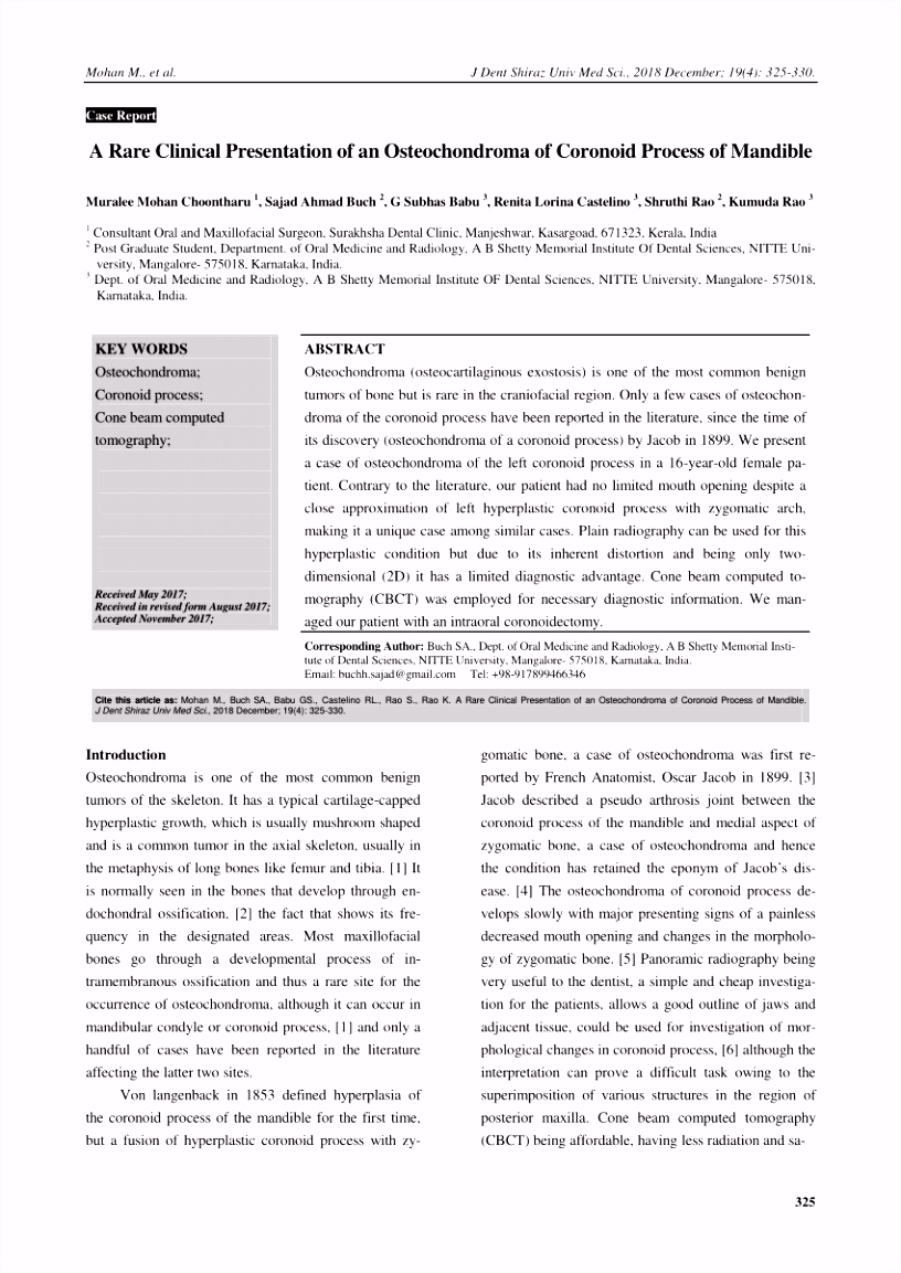 PDF Osteochondromas Review of the clinical radiological and