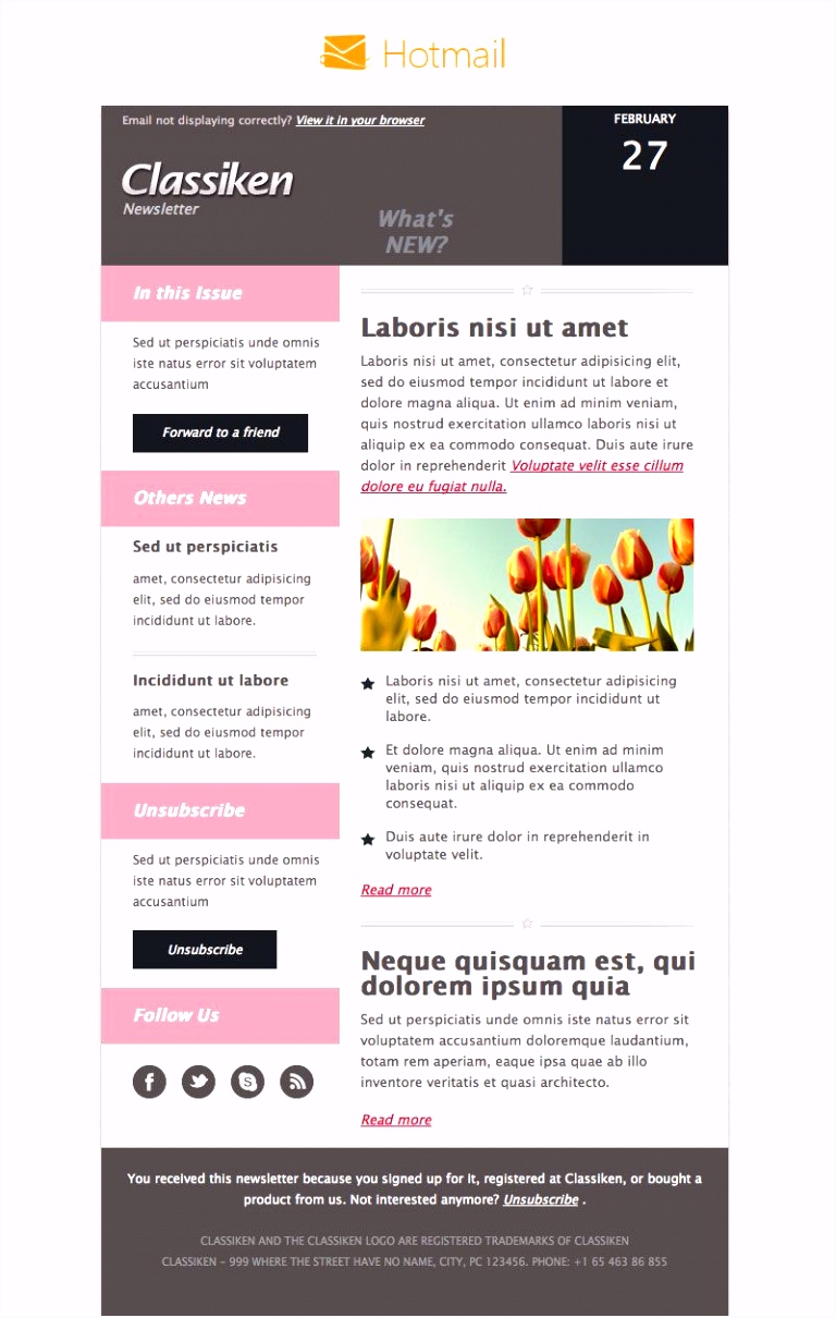 Classiken HTML Newsletter Template E Mail Templates