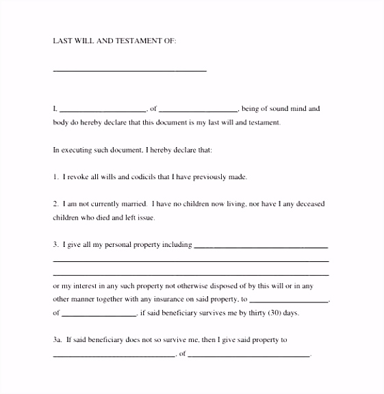 Codicil form Free Last Will and Testament Template Word Free