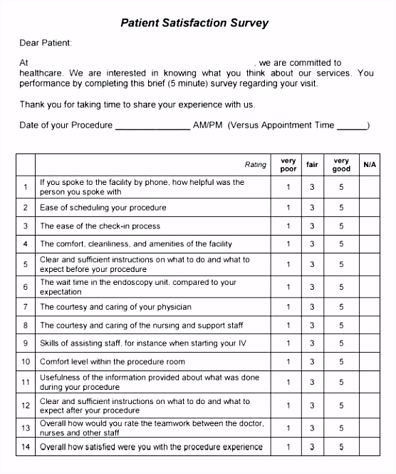 Client Satisfaction Questionnaire Template Sample Patient Survey