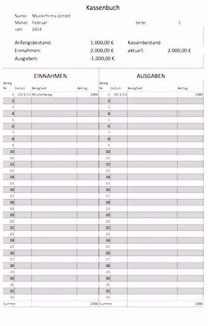 15 excel vorlagen kassenbuch