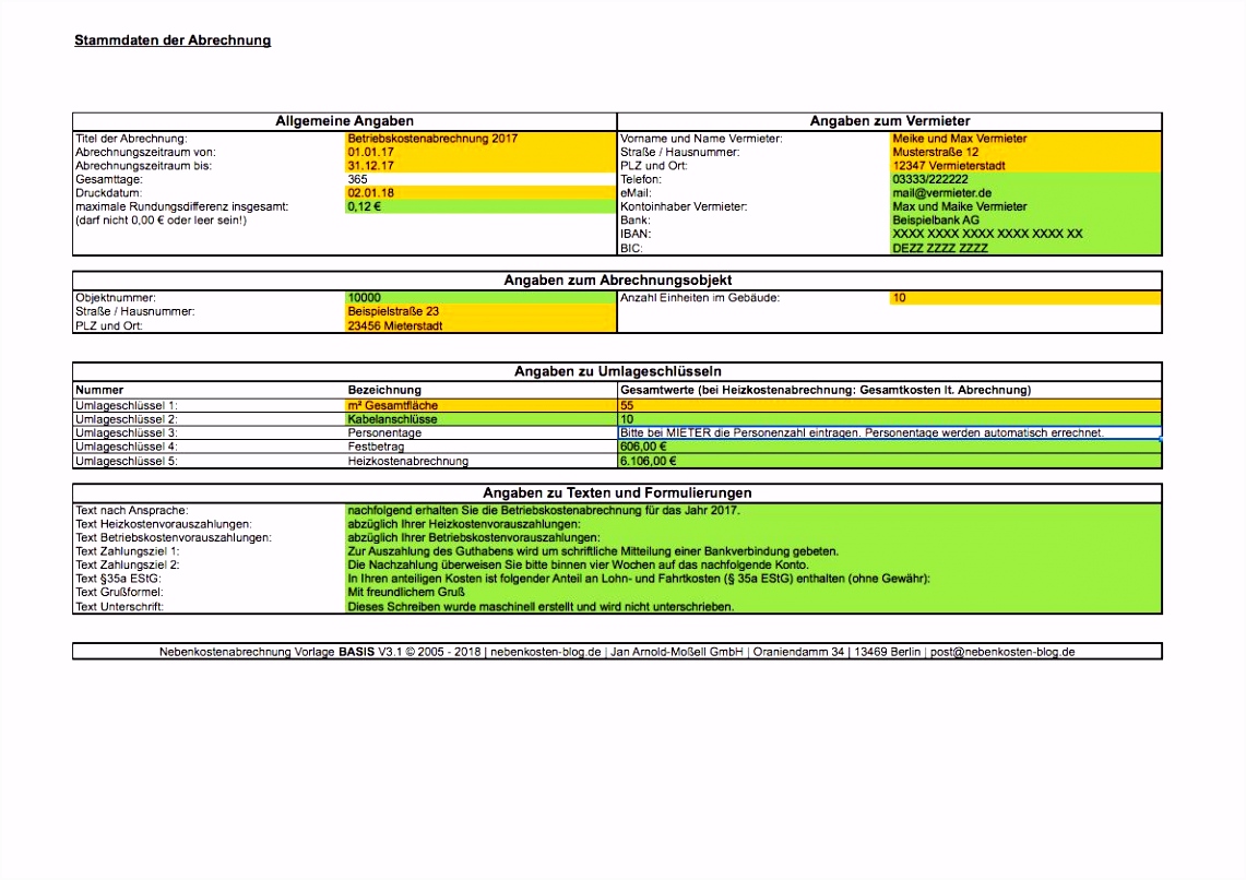 Heizkostenabrechnung Vorlage Excel Ungewöhnlich 7