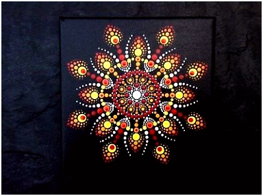 Mandala Bild Leinwand handbemalt und wunderschön Mandala Stein