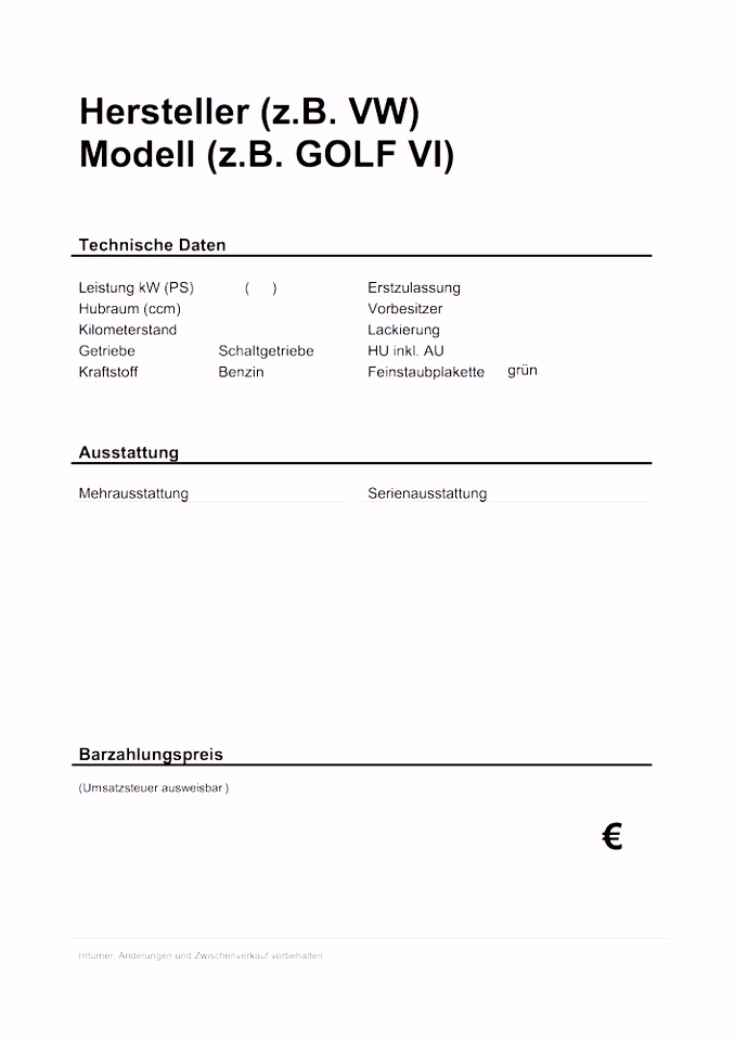 Auto Verkaufen Vorlage Word Models Preisschild Vorlage Word