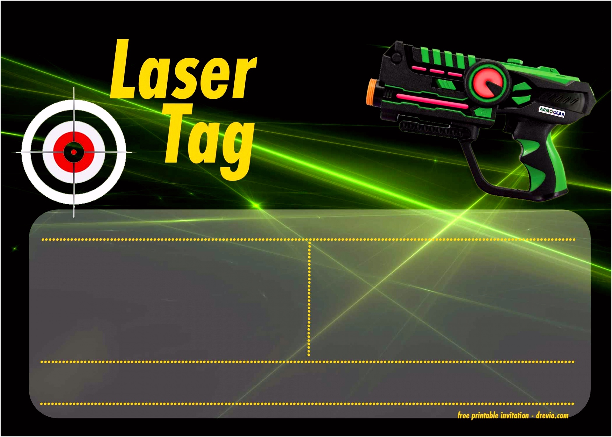 FREE Printable Laser Tag Invitation Boys party ideas