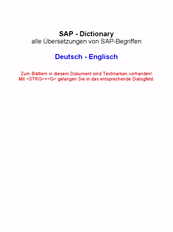 SAP Dictionary German English