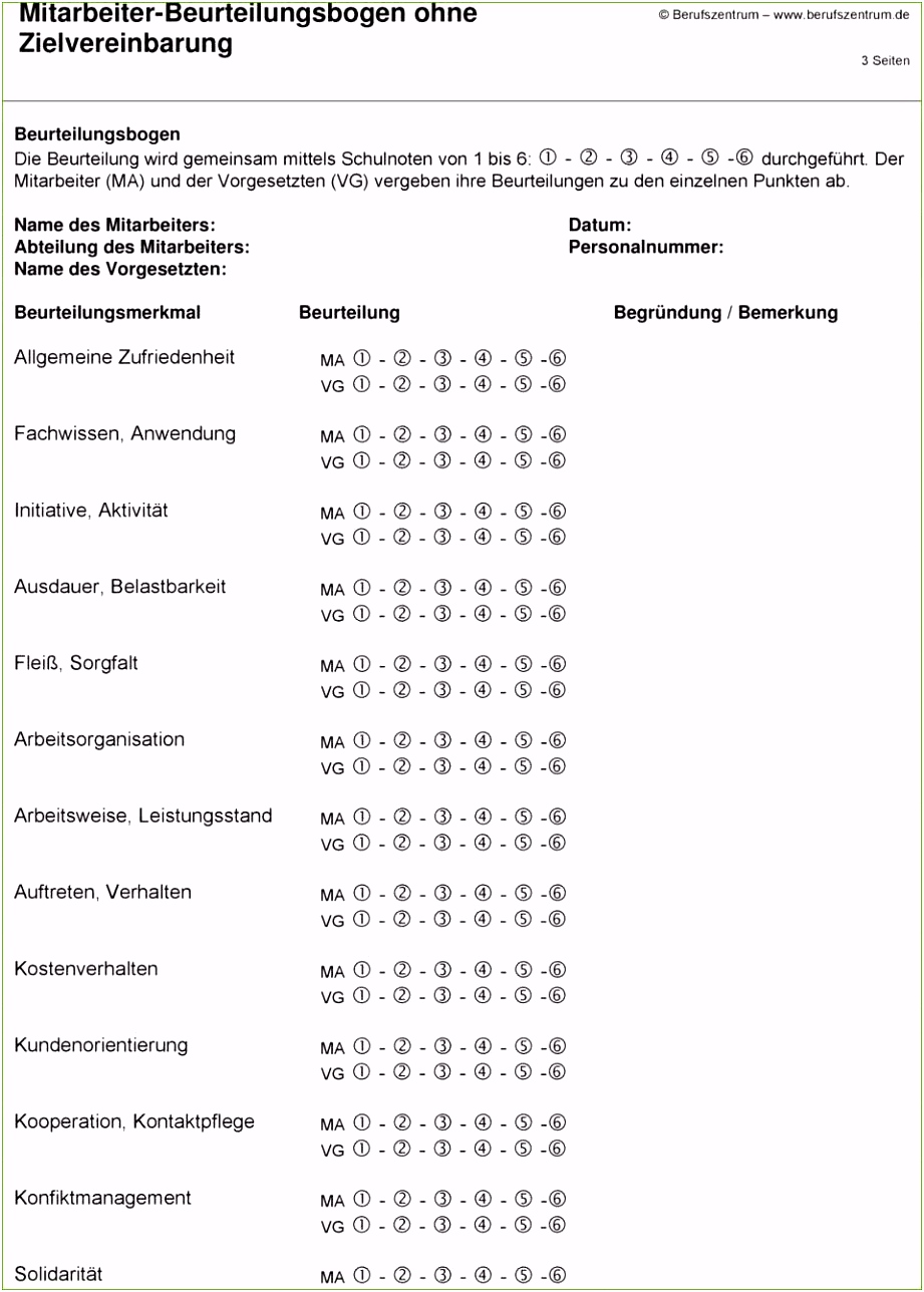 Mitarbeiterbeurteilungsbogen Vorlage 26 Hübscher Abbildung Sie